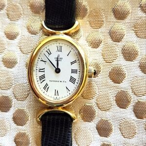 Tiffany, Concord Watch 14k Gold & Sapphire With Xtra Leather Strap